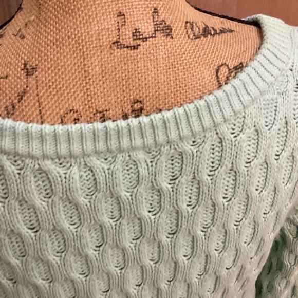 Old Navy textured fisherman sweater Mint Green Honeycomb knit pullover cotton M - Picture 5 of 13